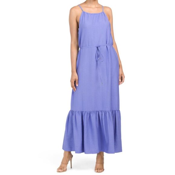 Women's Halter-Neck Tiered Maxi Dress - Picture 1 of 1